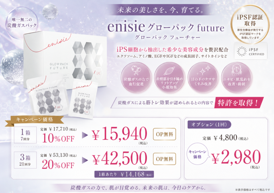 特許取得の『iPS細胞』×『炭酸ガスパック』